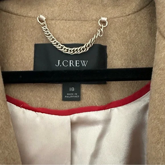 J. Crew Double-breasted Topcoat Trench Italian Wool-Cashmere Tan Plus Size 18 - Picture 10 of 10